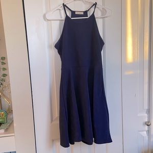 Navy Blue Textured Tank Dress